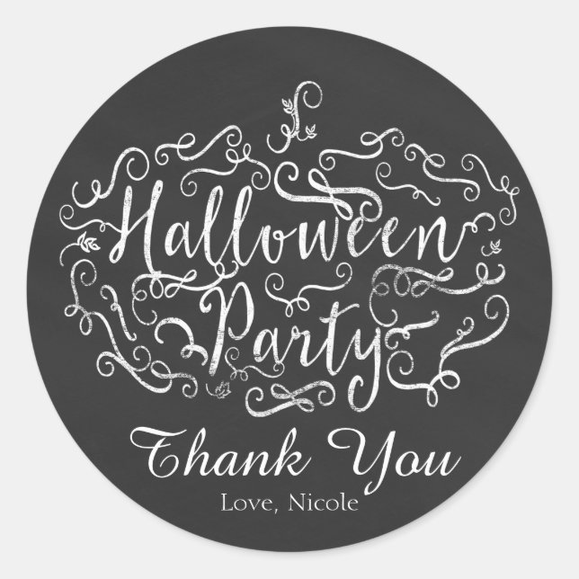 Elegantes Chalkboard Pumpkin-Halloween-Party Runder Aufkleber (Vorderseite)