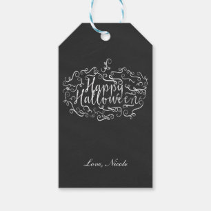 Elegantes Chalkboard Pumpkin Happy Halloween Party Geschenkanhänger