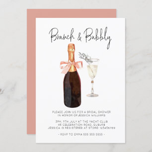 Elegantes Champagne Brunch & Bubbly Brautparty  Einladung
