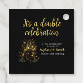 Elegantes Champagne Double Celebration Joint Party Geschenkanhänger