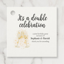 Elegantes Champagne Double Celebration Joint Party Geschenkanhänger