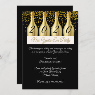 Elegantes Champagne Silvester Party Einladung