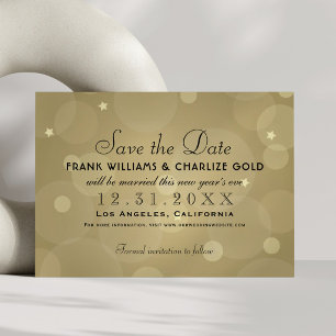 Elegantes Champagner-Gold-Blasen-Sterne-Hochzeit Save The Date