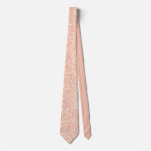 Elegantes Champagner-Rosa-Weiß-Blattmuster Krawatte