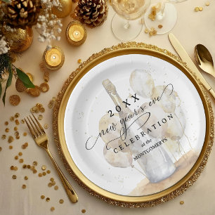 Elegantes Champagner- und Ballon-Silvester Pappteller