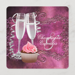 Elegantes Champagner- und Cupcake-Brautparty Einladung