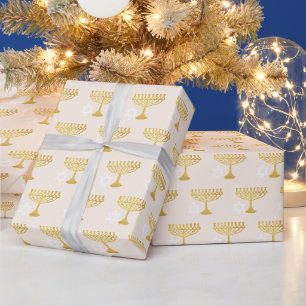Elegantes Chanukka-Feiertagsmuster Gold Geschenkpapier