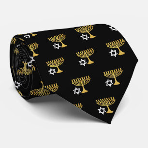 Elegantes Chanukka-Feiertagsmuster Gold Krawatte