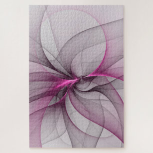 Elegantes Chaos Moderne Abstrakte Pinke Fraktal-Ku Puzzle