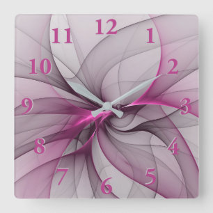 Elegantes Chaos Moderne Abstrakte Pinkfarbene Frak Quadratische Wanduhr