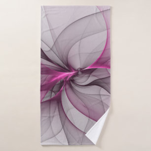 Elegantes Chaos moderne abstrakte rosa Fraktal-Kun Badehandtuch