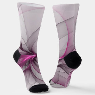 Elegantes Chaos moderne abstrakte rosa Fraktal-Kun Socken