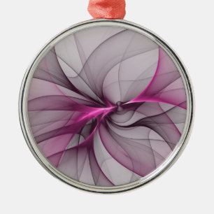 Elegantes Chaos moderne abstrakte rosa fraktale Ku Ornament Aus Metall