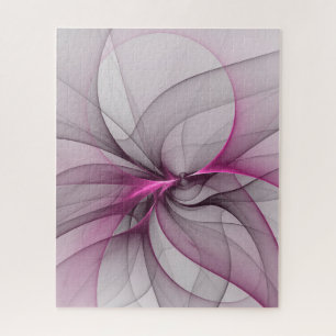 Elegantes Chaos moderne abstrakte rosa Fraktalkuns Puzzle