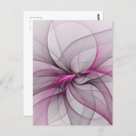 Elegantes Chaos Modernes Abstraktes Rosa Fraktal K Postkarte