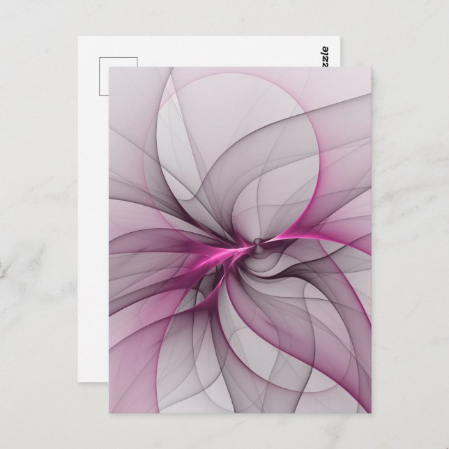 Elegantes Chaos Modernes Abstraktes Rosa Fraktal K Postkarte (Vorne/Hinten)