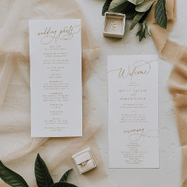Elegantes Charm Flat White and Gold Hochzeitsprogr Programm