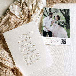 Elegantes Charm Foto Goldene Hochzeit Einladungen 