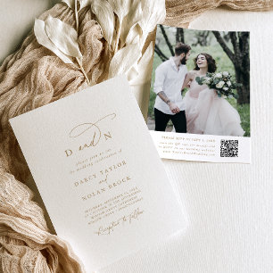 Elegantes Charm Foto Goldene Hochzeit Einladungen 