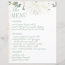 Elegantes Charm Green Wildblume Wedding Menu