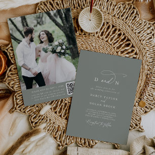 Elegantes Charm Sage Foto Hochzeit Einladung UAWG