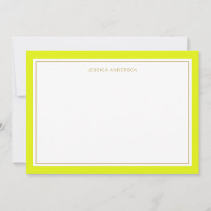 Elegantes Chartreuse Gold Border Personalisiert Mitteilungskarte