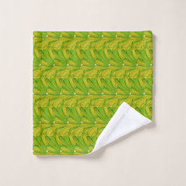 Elegantes Chartreuse-Grün-Blumenmuster Badhandtuch Set