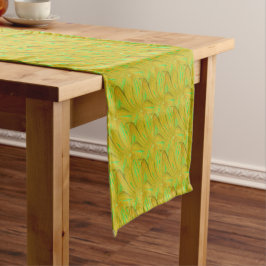 Elegantes Chartreuse-Grün-Blumenmuster Kurzer Tischläufer