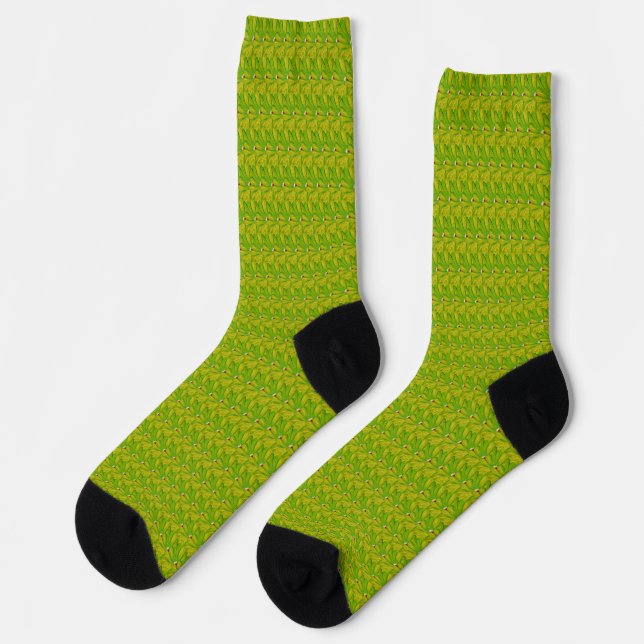 Elegantes Chartreuse-Grün-Blumenmuster Socken (Linkes Detail)