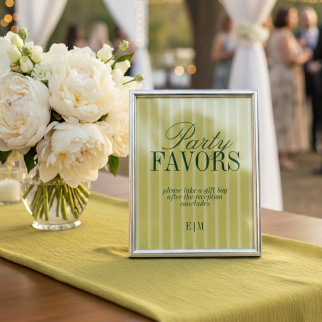 Elegantes Chartreuse-Hochzeitsgunst-Beachten-Sie-E (Elegant Chartreuse Wedding Favor Take One Sign)