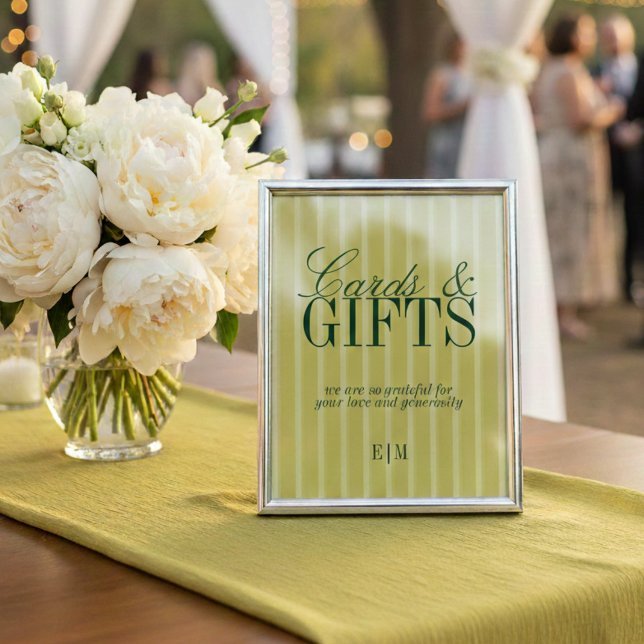 Elegantes Chartreuse-Karten und Geschenke Hochzeit (*AI Generated Mockup Of Elegant Chartreuse Cards and Gifts Wedding Sign
)