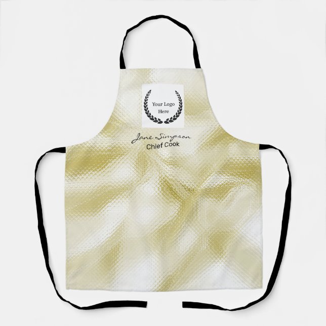 Elegantes Chef-Koch-Logo Gold-Textur Schürze (Vorderseite)