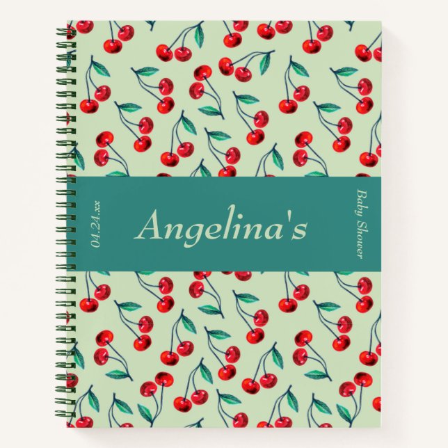 Elegantes Cherry Baby Shower Gift List-Notebook Notizbuch (Vorderseite)
