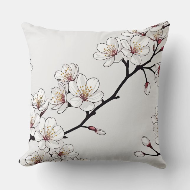 Elegantes Cherry Blossom Muster Kissen (Vorderseite)