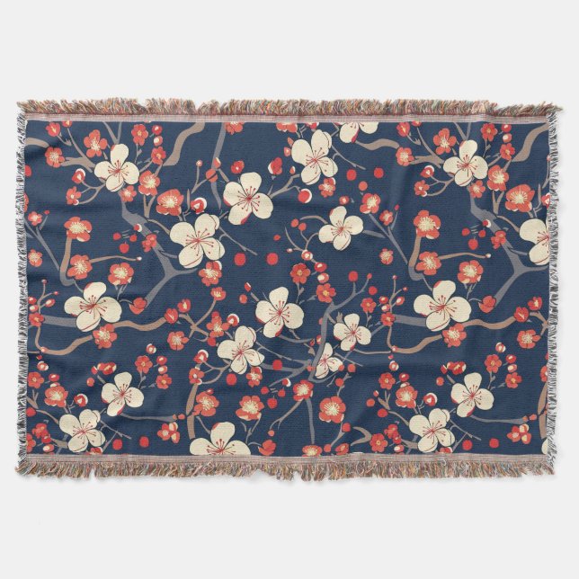 Elegantes Cherry Blossom Nahtloses Muster (10) Decke (Vorderseite)