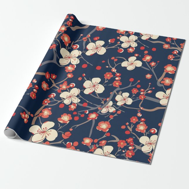 Elegantes Cherry Blossom Nahtloses Muster (10) Geschenkpapier (Ungerollt)