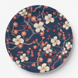 Elegantes Cherry Blossom Nahtloses Muster (10) Pappteller