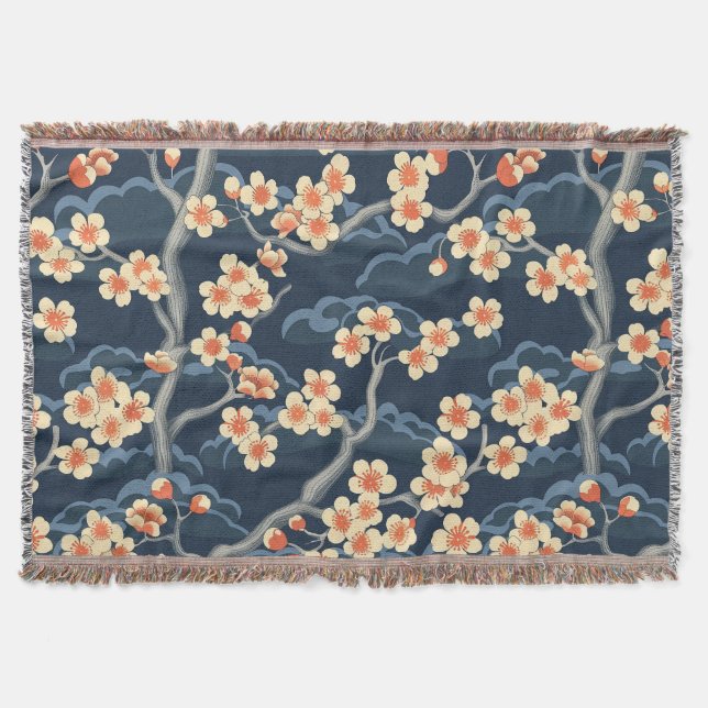 Elegantes Cherry Blossom Nahtloses Muster (11) Decke (Vorderseite)