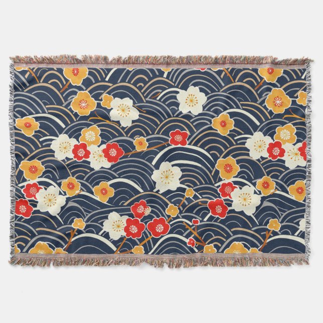 Elegantes Cherry Blossom Nahtloses Muster (12) Decke (Vorderseite)
