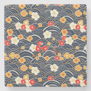 Elegantes Cherry Blossom Nahtloses Muster (12) Steinuntersetzer