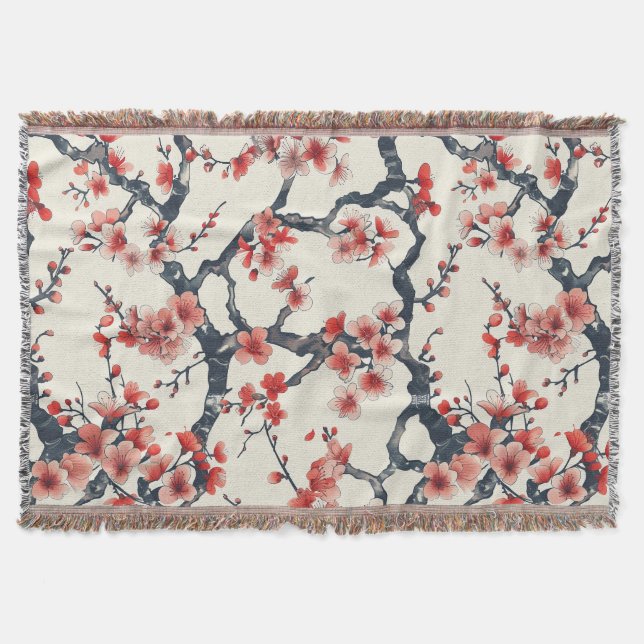 Elegantes Cherry Blossom Nahtloses Muster (13) Decke (Vorderseite)