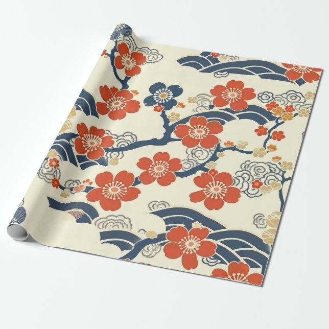 Elegantes Cherry Blossom Nahtloses Muster (14) Geschenkpapier (Ungerollt)