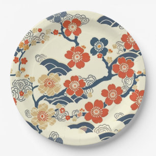 Elegantes Cherry Blossom Nahtloses Muster (14) Pappteller