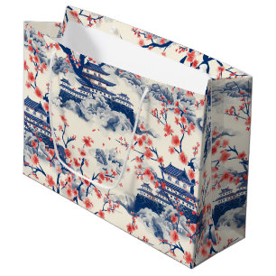 Elegantes Cherry Blossom Nahtloses Muster (15) Große Geschenktüte