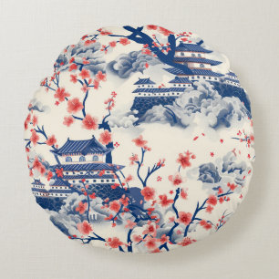 Elegantes Cherry Blossom Nahtloses Muster (15) Rundes Kissen