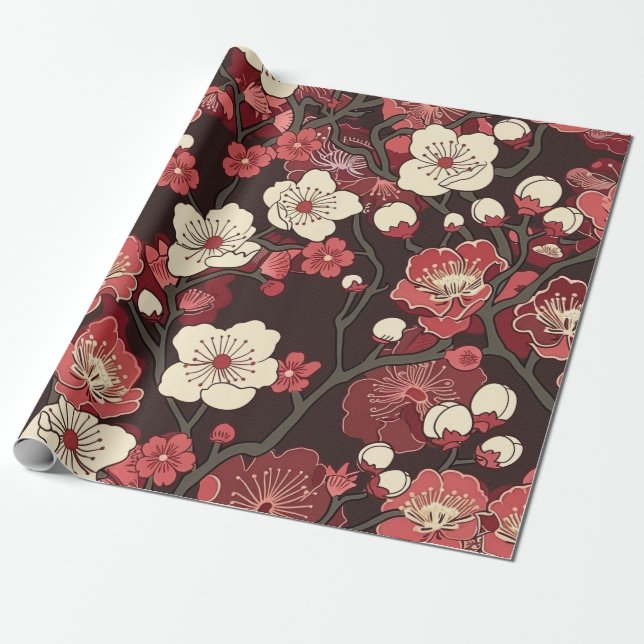 Elegantes Cherry Blossom Nahtloses Muster (16) Geschenkpapier (Ungerollt)