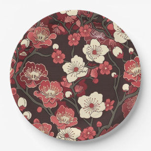 Elegantes Cherry Blossom Nahtloses Muster (16) Pappteller