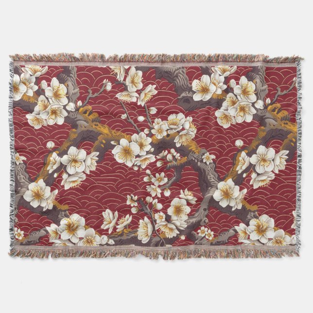 Elegantes Cherry Blossom Nahtloses Muster (17) Decke (Vorderseite)