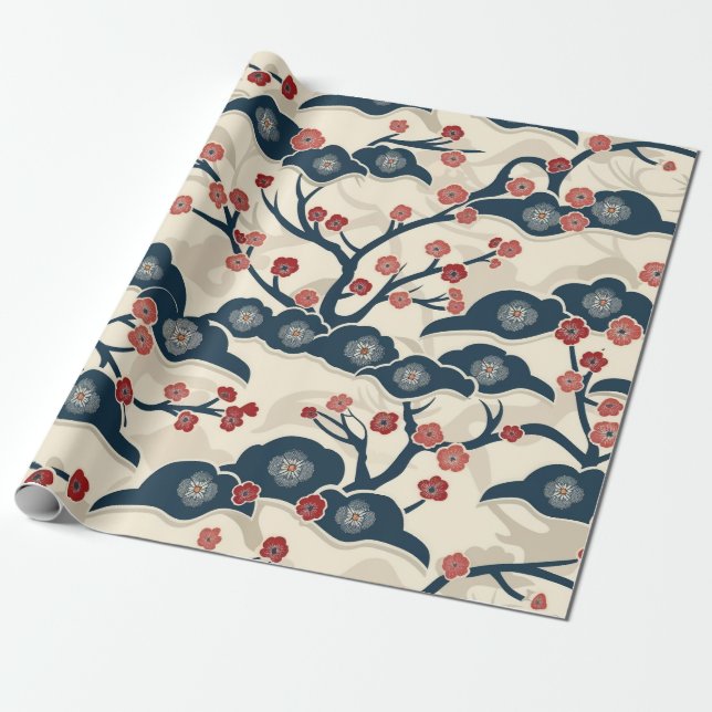 Elegantes Cherry Blossom Nahtloses Muster (2) Geschenkpapier (Ungerollt)