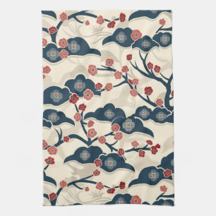 Elegantes Cherry Blossom Nahtloses Muster (2) Geschirrtuch